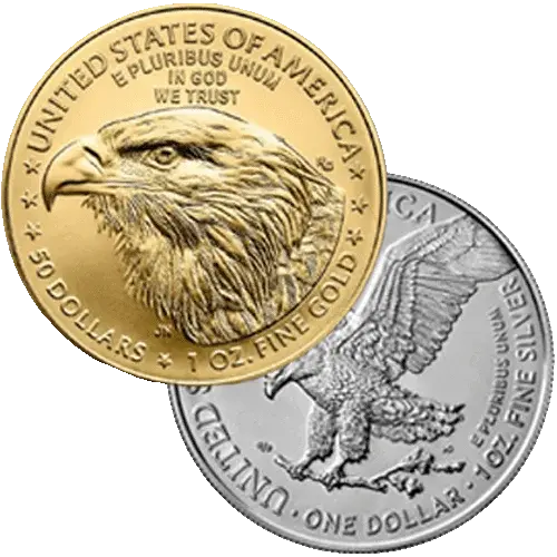 Golden Eagle Coin Obverse and Reverse Overlapping