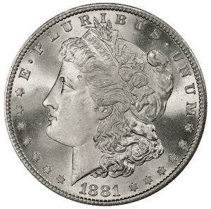 A Morgan Silver Dollar Obverse