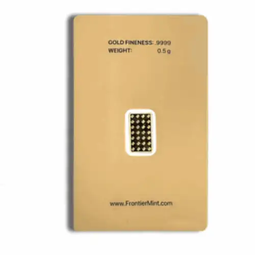 0.5 gram Frontier Mint .9999 Gold Bar in Assay (2)