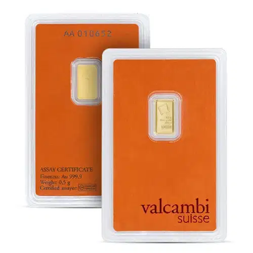 0.5g Valcambi .9999 Gold Bar in Assay