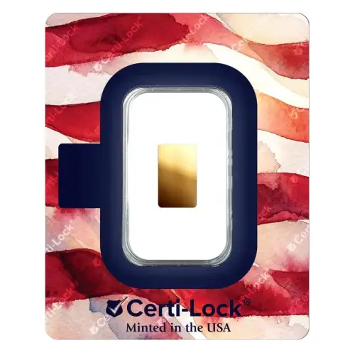 1/100th oz Scottsdale Mint USA 250 Years .9999 Gold Bar in Certi-Lock Assay (2)