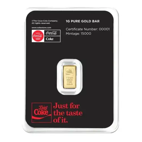 1 gram PAMP Suisse Diet Coke .9999 Gold Proof-like Bar in TEP