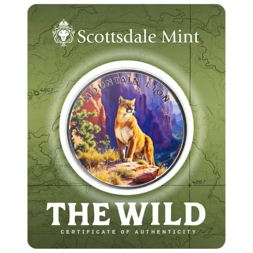 1 oz Scottsdale Mint THE WILD Mountain Lion .999 Silver Colorized Round in Certi-Lock Assay  (3)