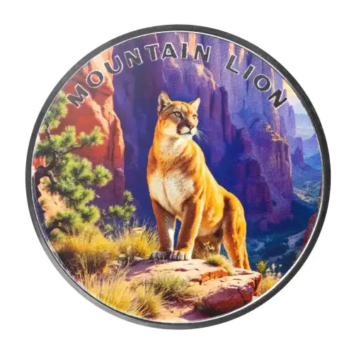 1 oz Scottsdale Mint THE WILD Mountain Lion .999 Silver Colorized Round in Certi-Lock Assay  (4)