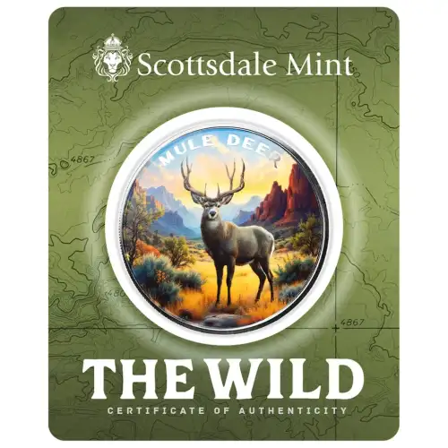 1 oz Scottsdale Mint THE WILD Mule Deer .999 Silver Colorized Round in Certi-Lock Assay (3)