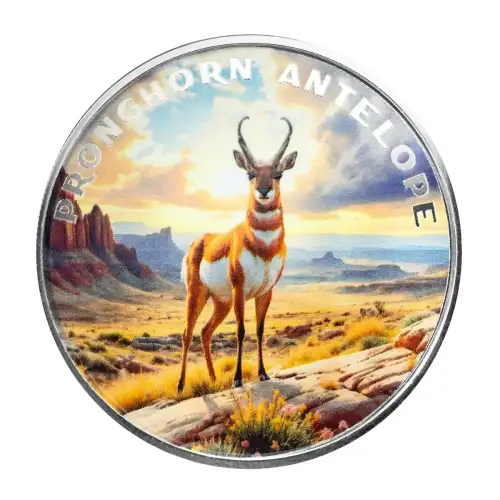 1 oz Scottsdale Mint THE WILD Pronghorn Antelope .999 Silver Colorized Round in Certi-Lock Assay (4)