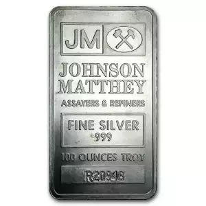 100oz Johnson Matthey Silver Bar - Pressed R Series W/ Box