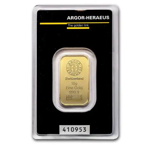 10g Argor-Heraeus .9999 Gold Bar in Assay