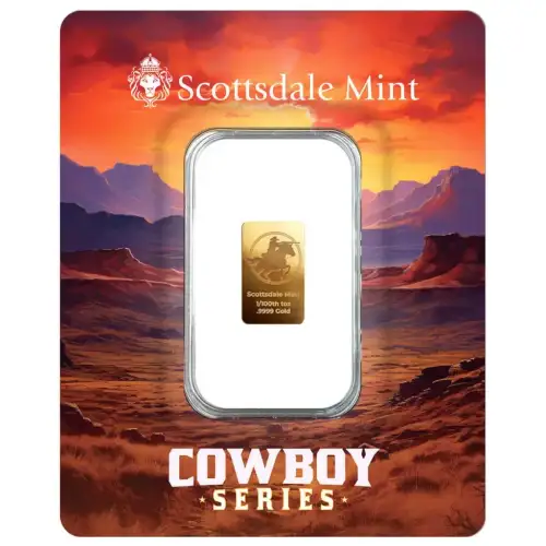 1/100th oz Scottsdale Mint Rifleman .9999 Gold Bar in Certi-Lock Assay