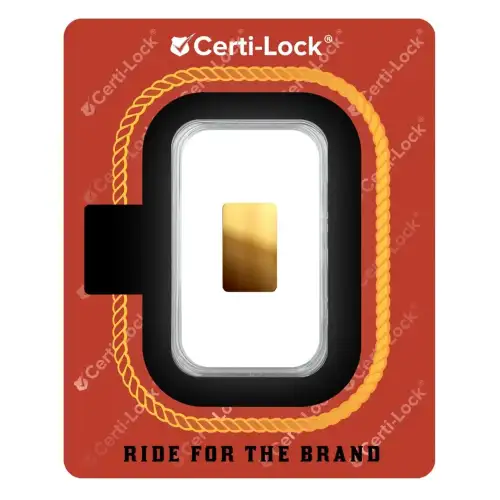 1/100th oz Scottsdale Mint Rifleman .9999 Gold Bar in Certi-Lock Assay