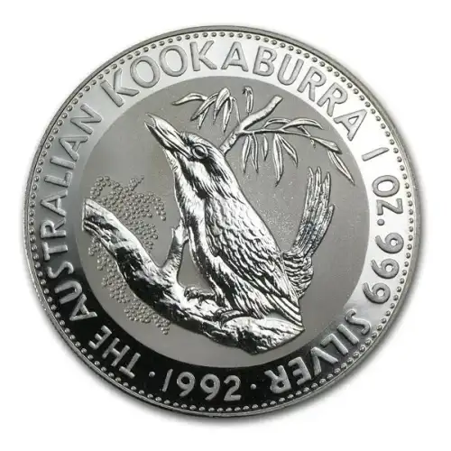 1992 1oz Australia Perth Mint Kookaburra .999 Silver Coin
