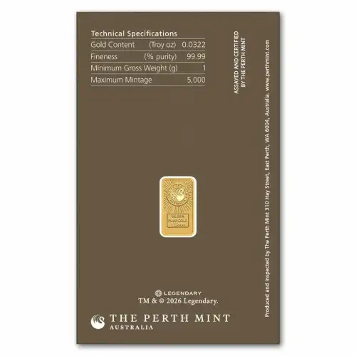 1g Australian Perth Mint DUNE .9999 Gold bar in Assay (2)