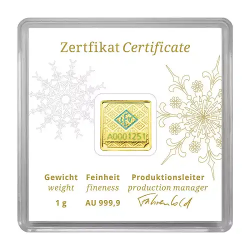 1G Geiger Christmas Edition .9999 Gold Bar in Assay  (2)