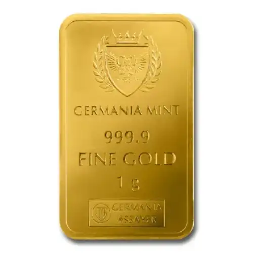 1g Germania Mint Bull and Bear .9999 Gold Bar in Assay Card  (3)