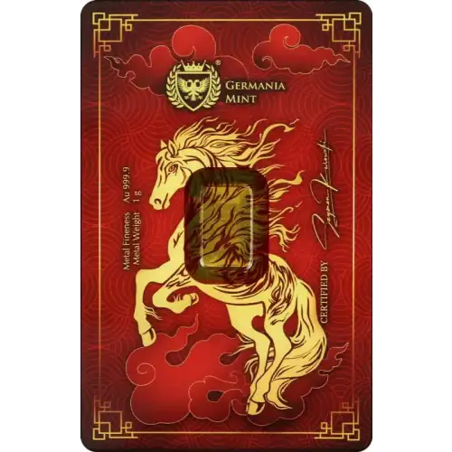 1g Germania Mint Chinese Year of the Horse .9999 Gold Bar in Assay Card (2)
