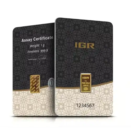 1g IGR .9999 Gold Bar in Assay