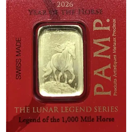1g PAMP Lunar Legend 1000mi Horse from Multigram .9999 Gold Bar  (3)