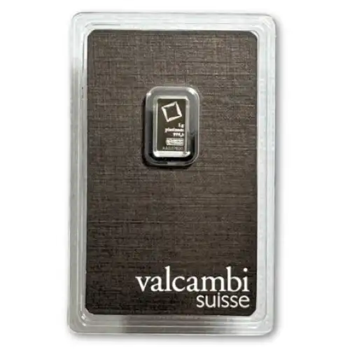 1g Valcambi Minted Platinum Bar in Assay