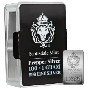 1g x 100 Scottsdale Mint Prepper Silver .999 Silver Bar