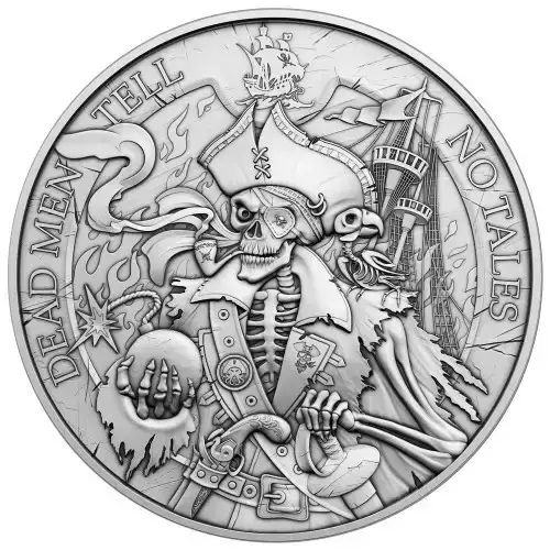 1oz Dead Men Tell No Tales Design .999 Silver Round