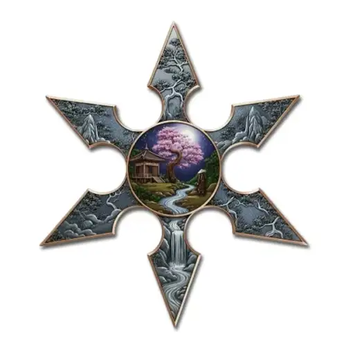 1oz Japanese Shuriken .999 Colorized Copper Medal