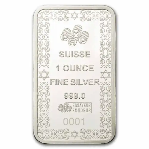 1oz PAMP Suisse Star of David.999 Silver Proof-like Bar in CertiPAMP Card (5)