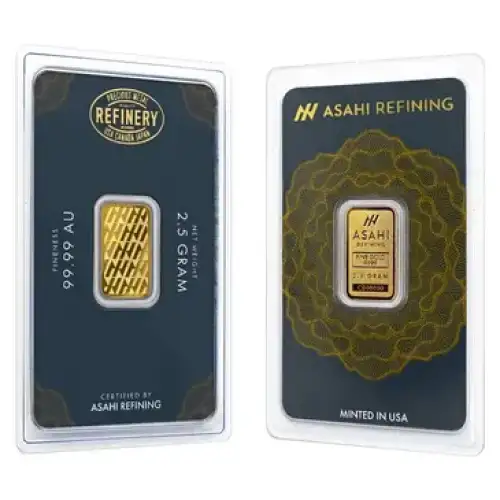 2.5g Asahi Refining .9999 Gold Bar