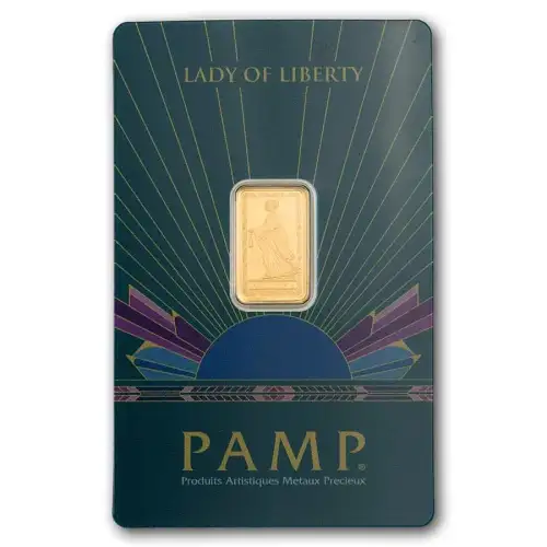2.5g PAMP Suisse Lady of Liberty .9999 Gold Bar in Assay