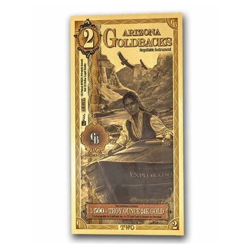 2 Arizona GoldBack Note 1/500th oz .999 Gold (2)