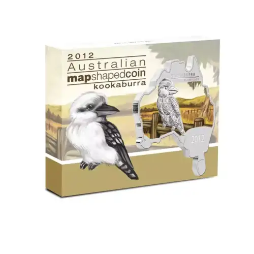 2012 1oz Australia Perth Mint KOOKABURRA Australian Map Shaped .999 Silver Coin (2)