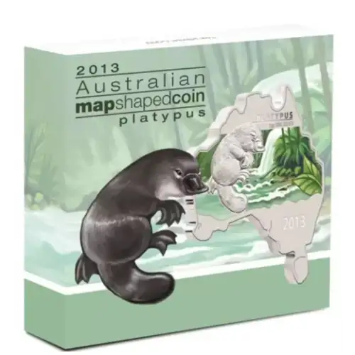 2013 1oz Australia Perth Mint PLATYPUS Australian Map Shaped .999 Silver Coin (2)