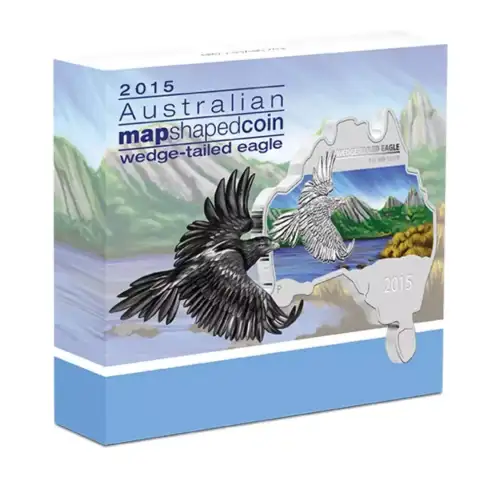 2015 1oz Australia Perth Mint WEDGE-TAILED EAGLE Australian Map Shaped .999 Silver Coin (2)