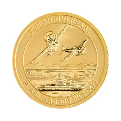 2016 1/10oz Tuvalu Pearl Harbor 75th Anniversary Commemorative .9999 Gold Coin