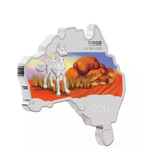 2016 1oz Australia Perth Mint DINGO Australian Map Shaped .999 Silver Coin