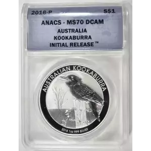 2016 1oz Australia Silver Kookaburra - ANACS MS70 Initial Release