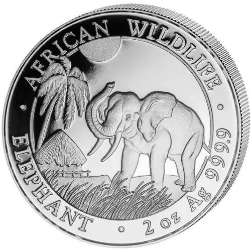 2017 2oz Somalia Elephant .9999 Silver BU Coin (2)