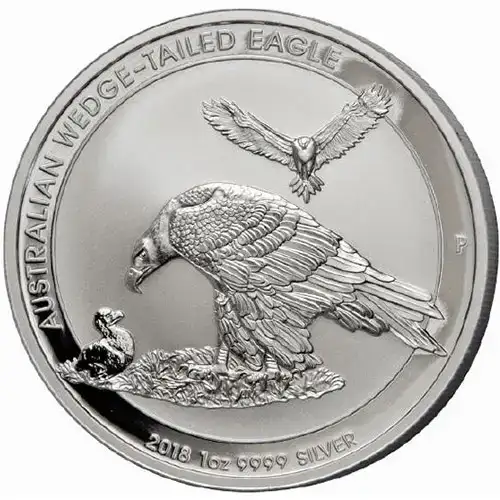 2018 1oz Australia Perth Mint .9999 Silver Wedge-Tailed Eagle Coin  (2)