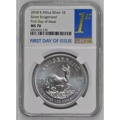 2018 1oz South Africa Krugerrand Silver Coin NGC MS 70 FDOI (2)
