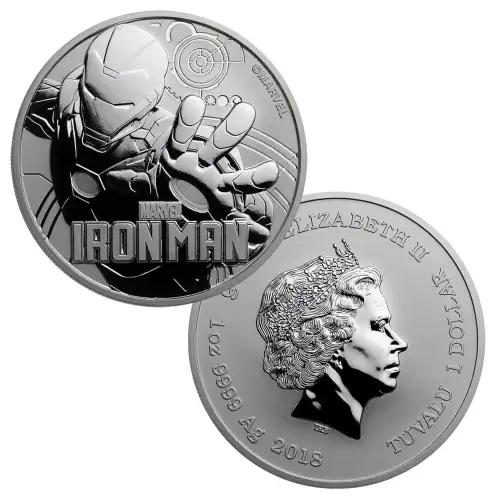 2018 Tuvalu 1oz Marvel Iron Man .999 Silver Coin