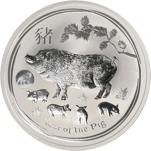 2019 1oz Australian Perth Mint Lunar Series II - Year of the Pig w/ Lion Privy .9999 Silver coin (2)