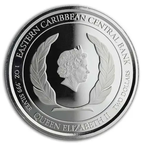 2019 1oz St. Kitts & Nevis EC8 Pelican .999 Silver Proof Colorized Coin  (2)