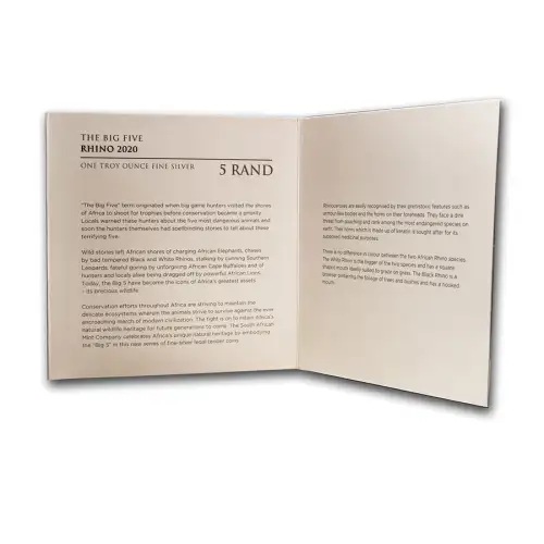 2020 1 oz South Africa Big Five Series II Rhino .999 Silver Coin BU  (5)