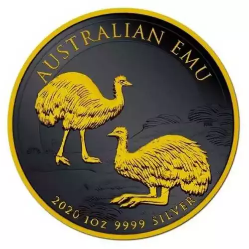 2020 1oz Australia Perth Mint Emu Black Platinum Edition .999 Silver Coin