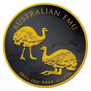 2020 1oz Australia Perth Mint Emu Black Platinum Edition .999 Silver Coin