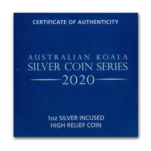2020 1oz Australia Perth Mint KOALA HR Proof .999 Silver Incused Coin (5)
