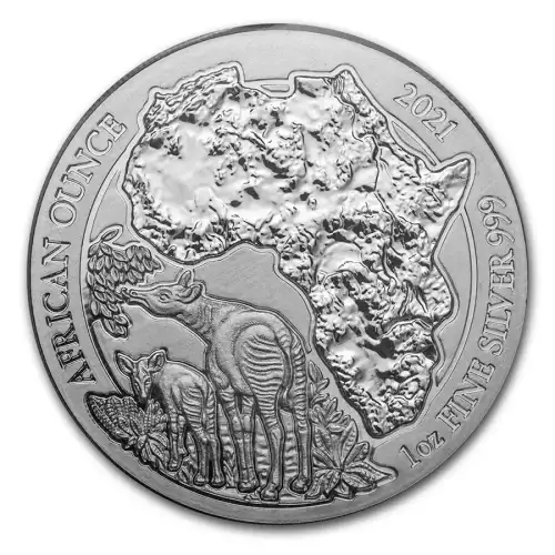 2021 1oz Rwanda .999 Silver Proof Okapi Coin  (2)