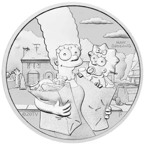 2021 1oz Tuvalu Perth The Simpsons Marge and Maggie .9999 Silver Bullion Coin (2)