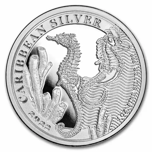 2022 1oz Barbados Caribbean Seahorse .999 Silver BU Coin