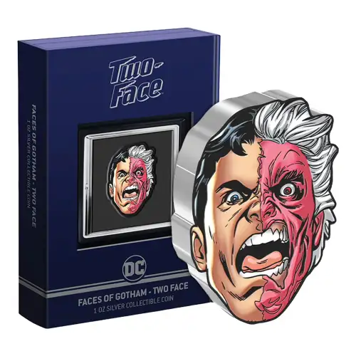 2022 1oz Niue DC Faces of Gotham Series: Two-Face .999 Silver Shaped Coin