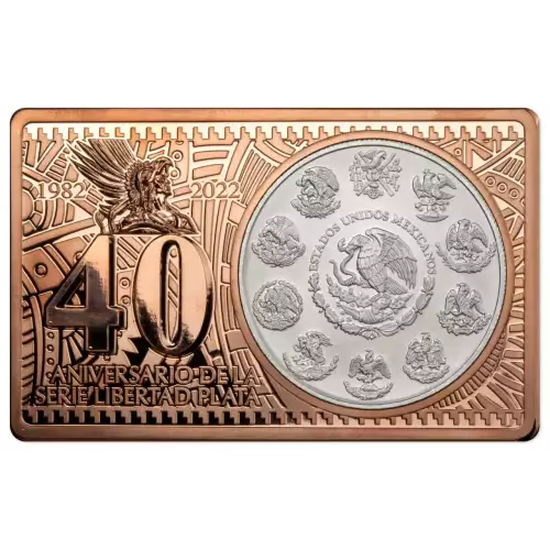 2022 Silver 1 oz & Copper 2 oz Mexican Libertad 40th Anniversary Proof Coin Bar  (4)